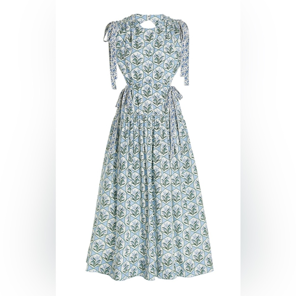 Agua by Agua Bendita Guanguanco Chan Chan Blue and White Midi Dress - Medium